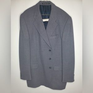 Jones New York 100% Wool Tweed Mens Graph Check Plaid Windowpane Tall Blazer 46L